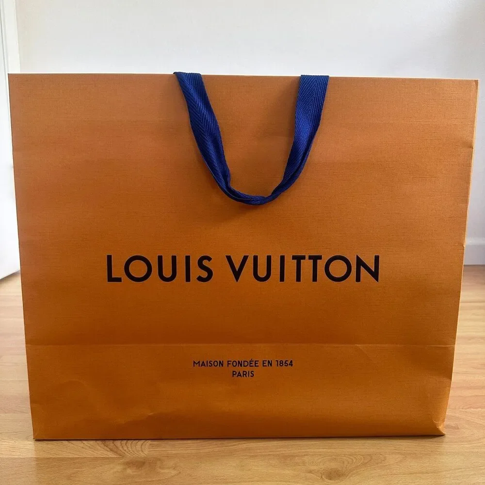 LV Louis Vuitton Paper Shopping Bag - orange XL, 19.25